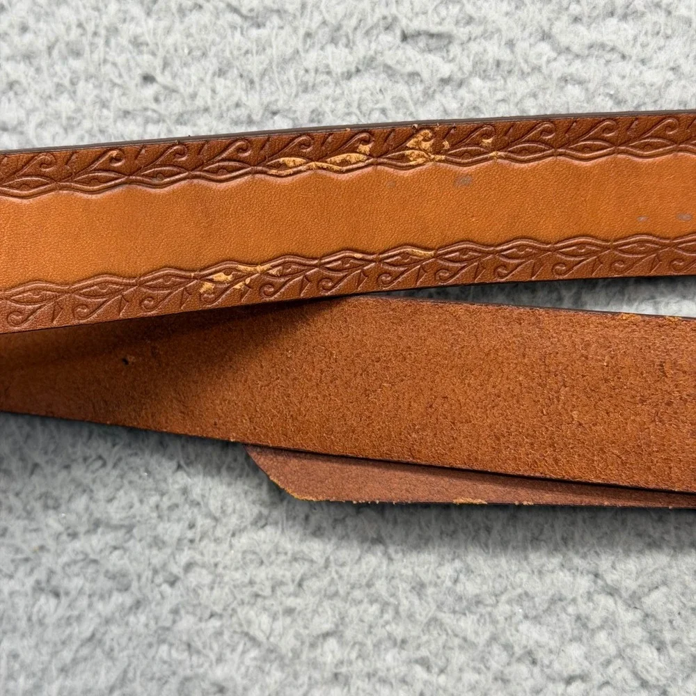 Carhartt WA017 Mens XXL Sz. 44-46 Tan Brown Nubuck Leather Embossed Western Belt